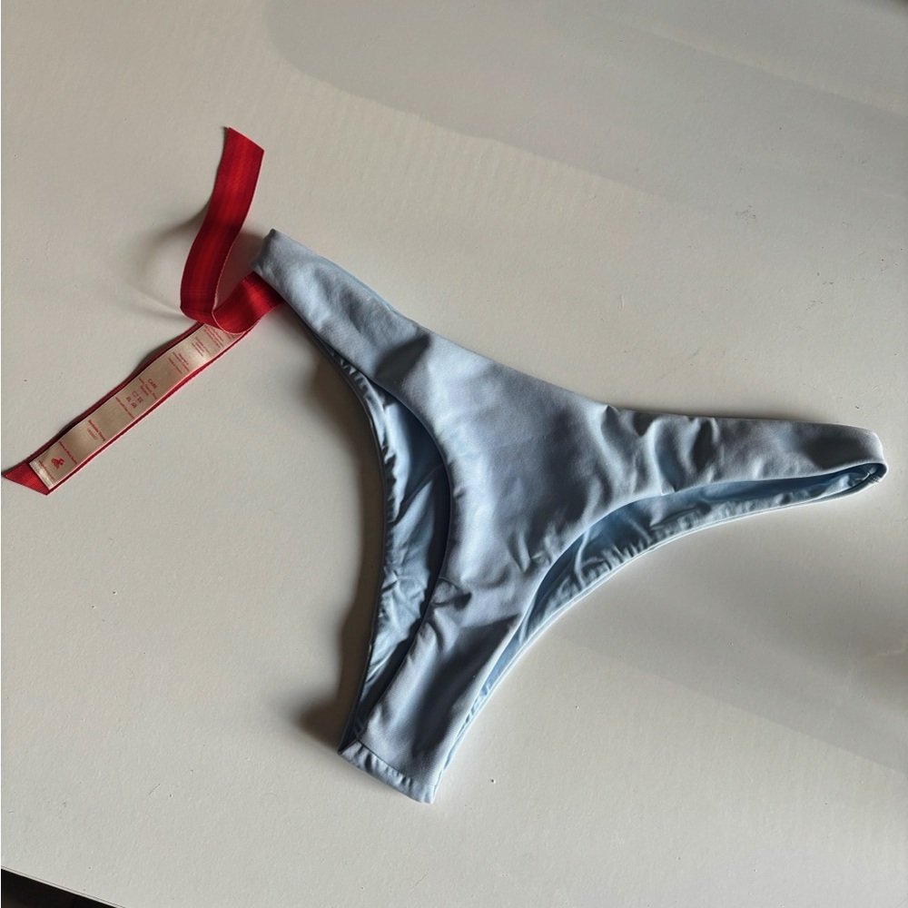 Left On Friday Swim Bikini Bottom - Backside Thong - Size M - Blue Skies NWT